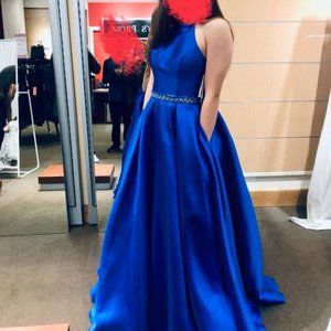 Royal Blue Halter style prom dress